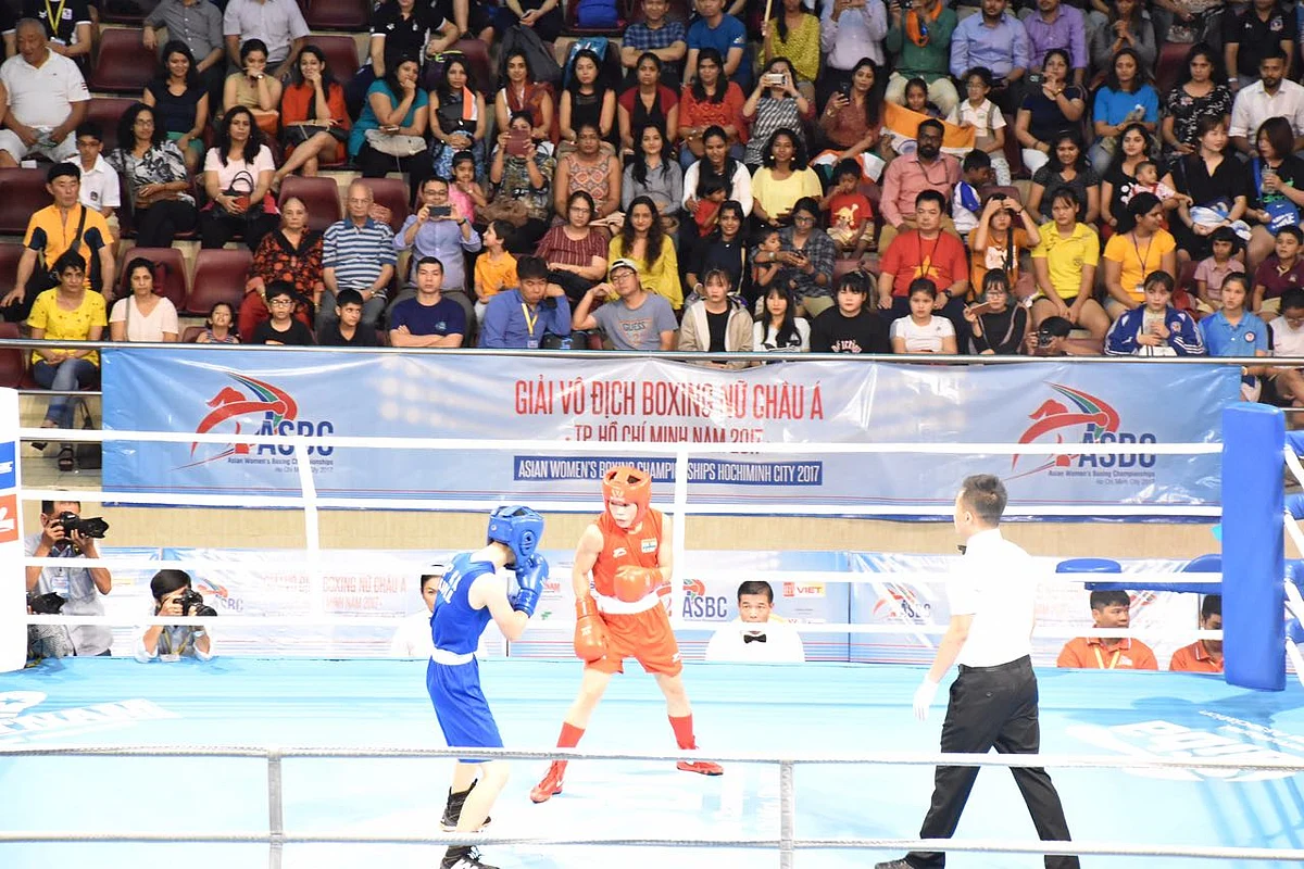Mary Kom takes on North Korea’s Hyang Mi Kim in the Asian Boxing Championships final.
