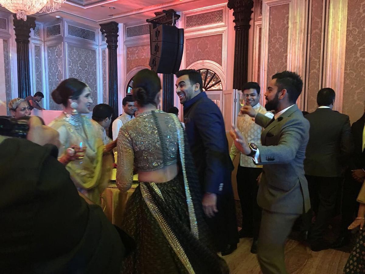 Virushka was seen dancing on popular dance numbers with the newly-weds.