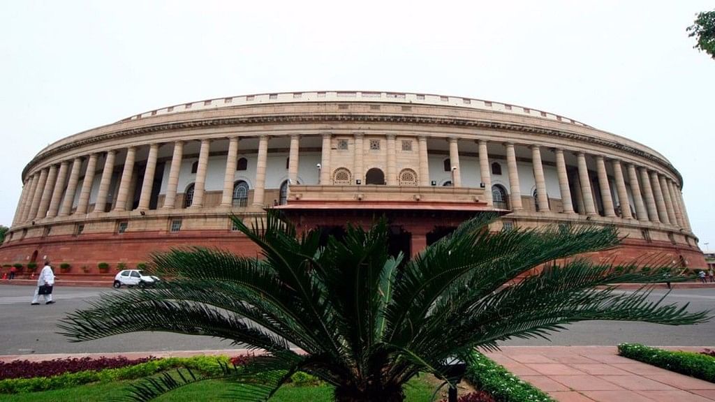 The Indian parliament building in New Delhi.