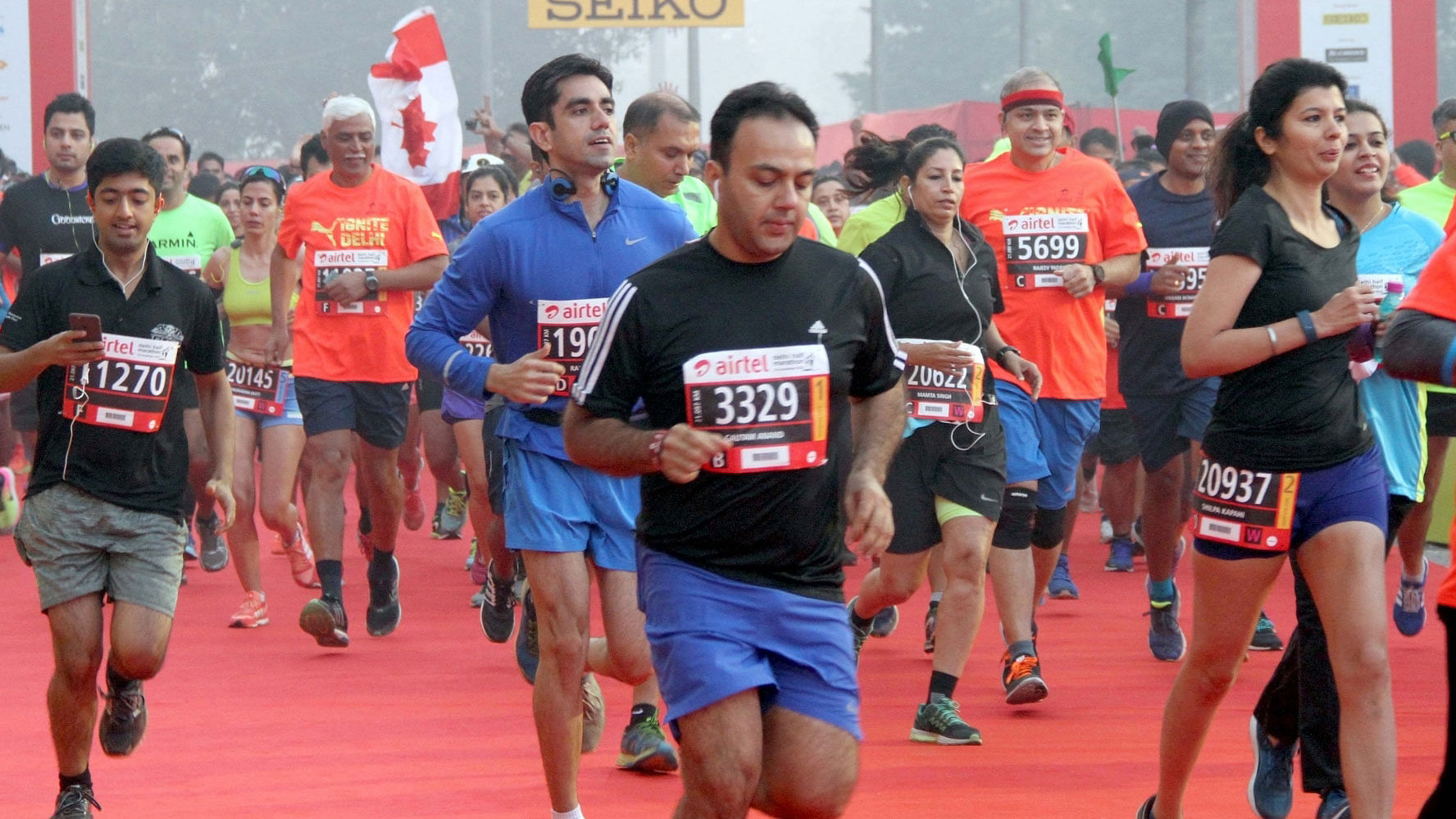 Participants running during the Airtel Delhi Half Marathon in 2016.