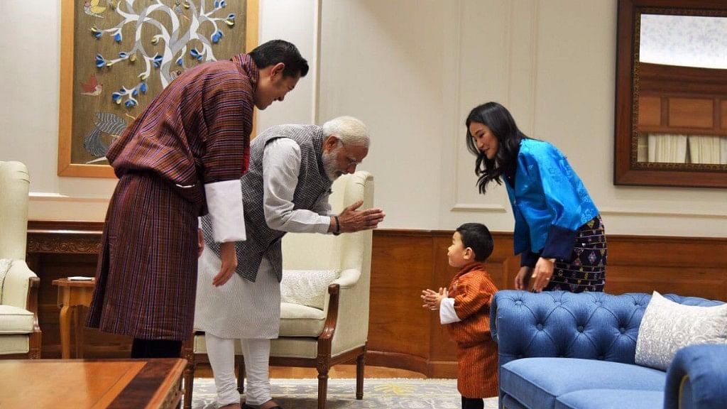 PM Modi welcomes his guests from Bhutan.