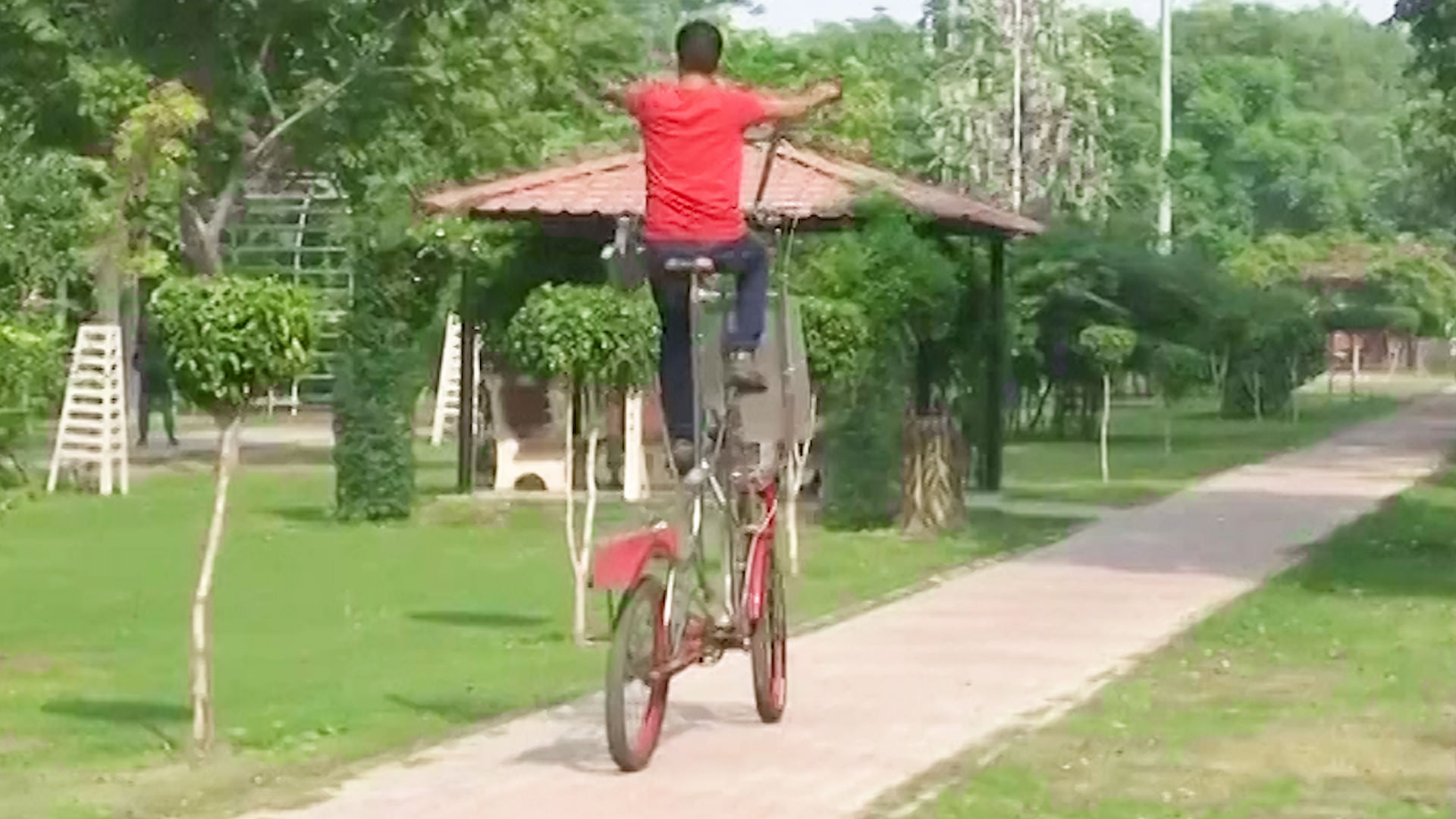 Rajeev Kumar on his tallest cycle