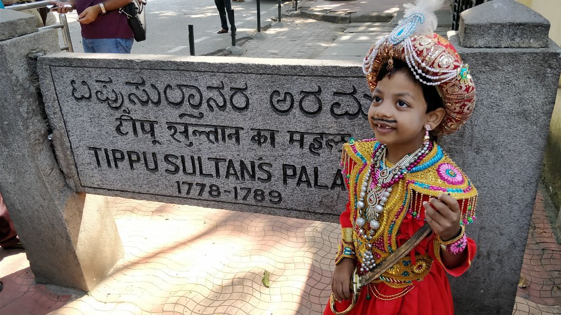 A seven-year-old dresses up as Tipu Sultan outside Tipu’s summer palace in Bengaluru.