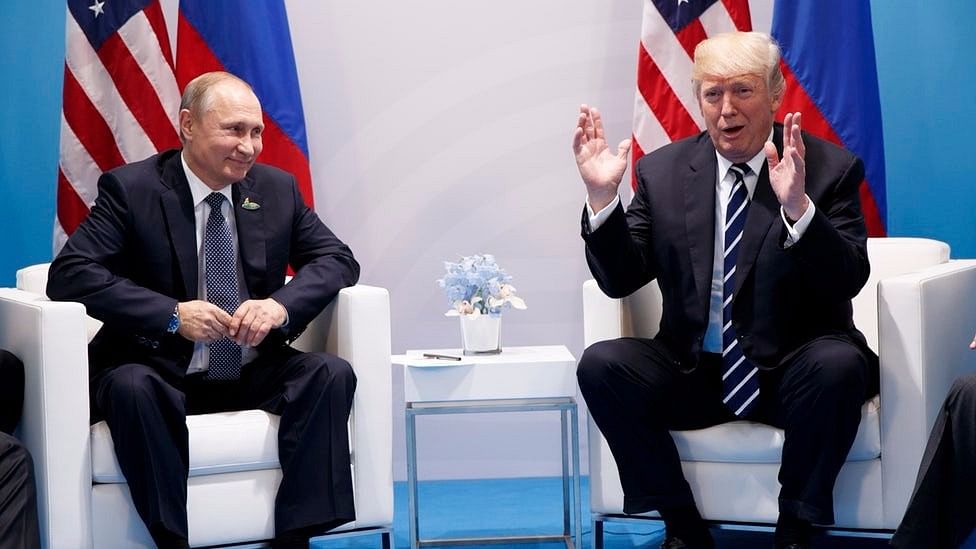 US President Donald Trump with Russian President Vladimir Putin.