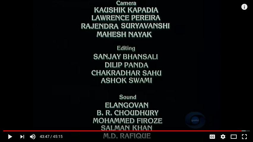 Sanjay Bhansali in the credits for assistant editor on <i>Bharat Ek Khoj.</i>