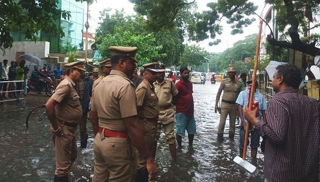 The Chennai Police’s Facebook showed that cops have been carrying out “monsoon improvement work” since Tuesday.