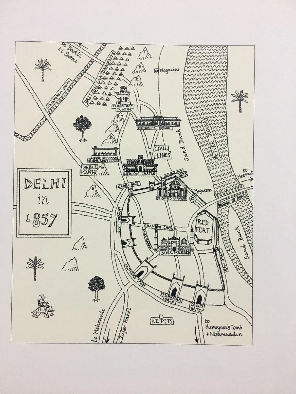 Artist’s sketch of Delhi, 1857.