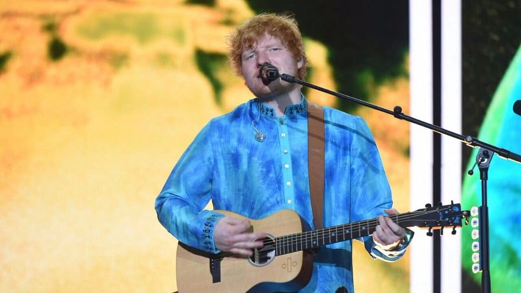 Ed Sheeran performing live in Mumbai.