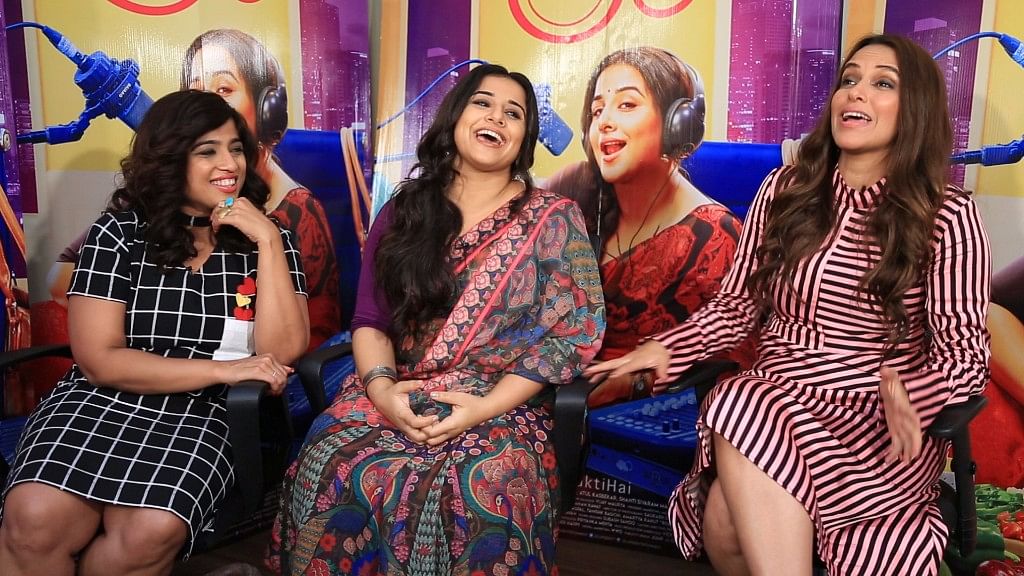Vidya, Malishka and Neha caught candid while promoting <i>Tumhari Sulu.</i>