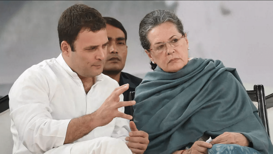 Congress President Rahul Gandhi with his mother and party leader Sonia Gandhi.