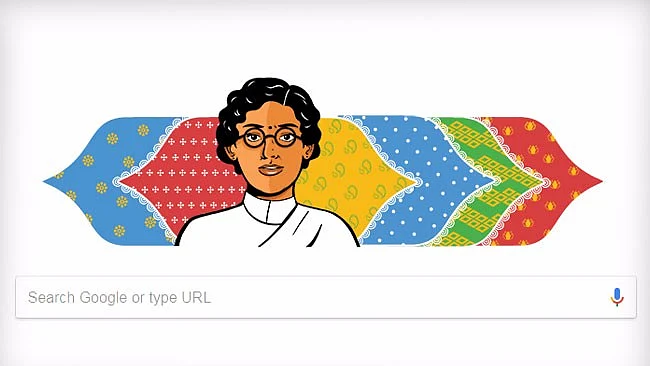 The Google doodle remembering Anasuya Sarabhai.