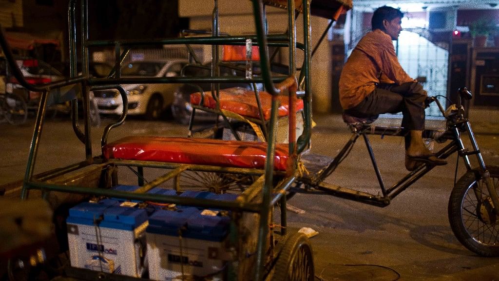 Battery-packs in a pedal-electric rickshaws have become a common sight in north Delhi.&nbsp;