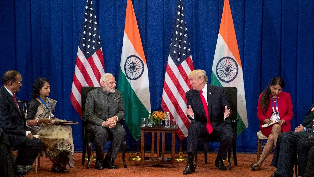 US President Donald Trump and PM Narendra Modi at a bilateral meeting during the ASEAN Summit on 13 November 2017.