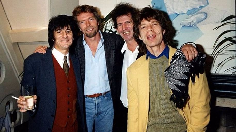 Richard Branson (second from left) with the legendary Rolling Stones.