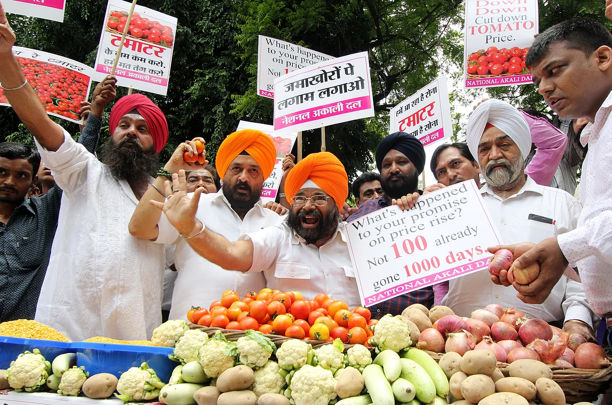 Paramjit Singh Pamma protests against price rise.
