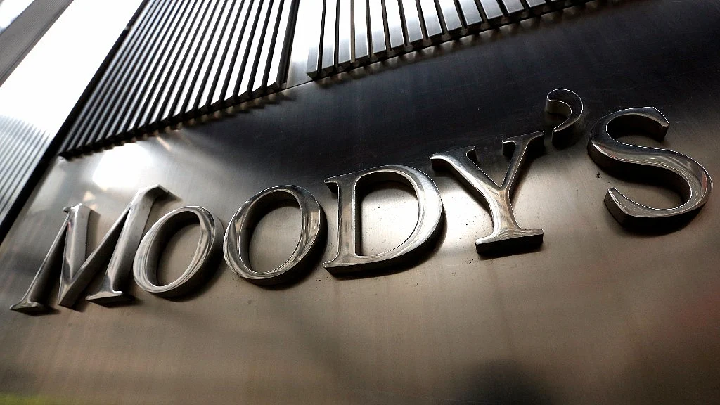 A Moody’s sign is displayed on 7 World Trade Center, the company’s corporate headquarters in New York. 