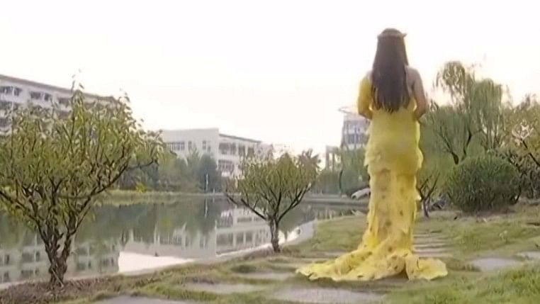 The yellow gown is inspired by ‘imperial robe’ worn by Chinese actress Fan Bingbing.