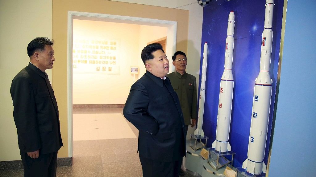 North Korean leader Kim Jong Un (C) provides field guidance at the newly built National Space Development General Satellite Control and Command Centre  in Pyongyang. (Photo: Reuters)