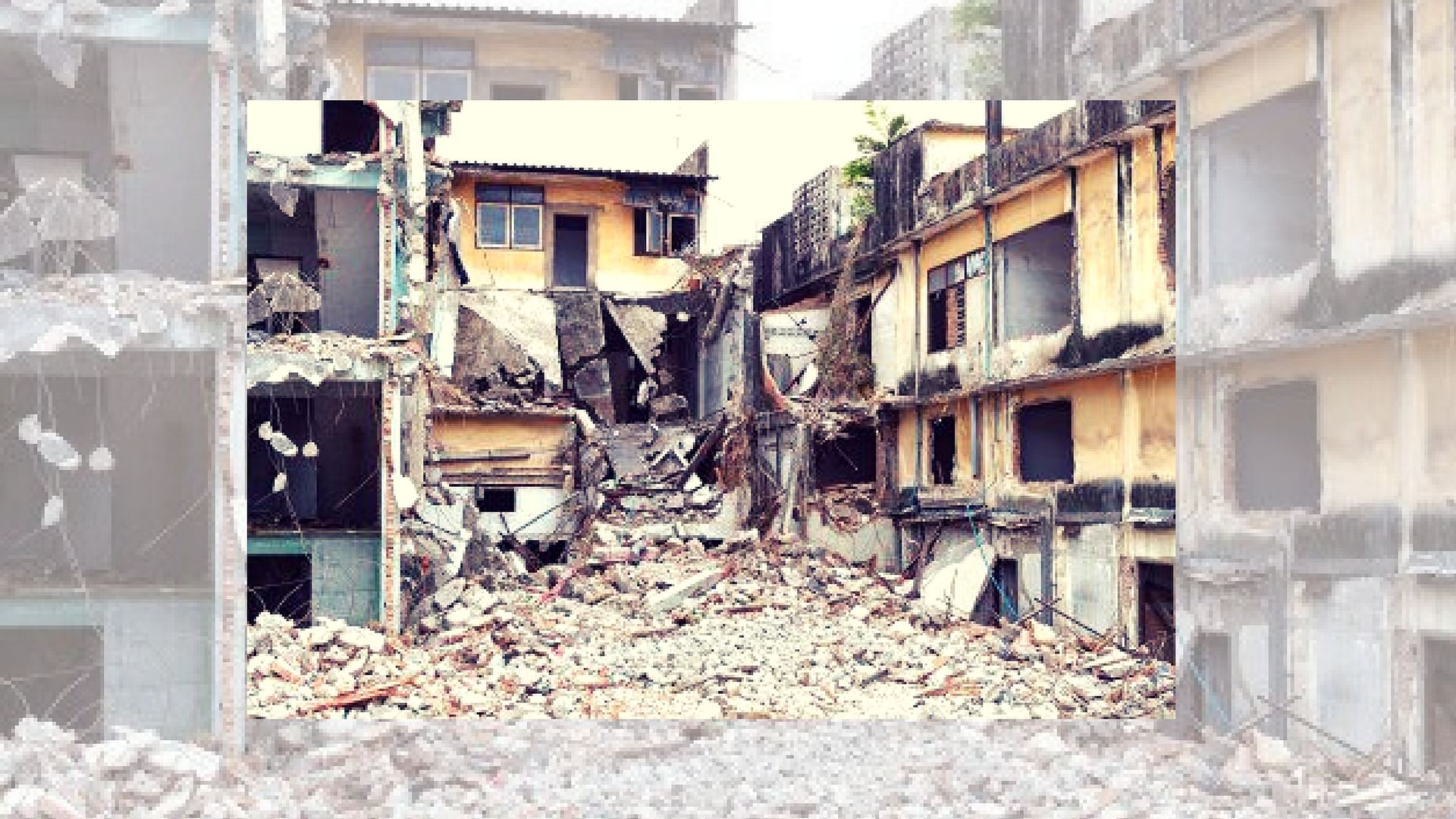 Part of the collapsed building in Bhiwandi. 