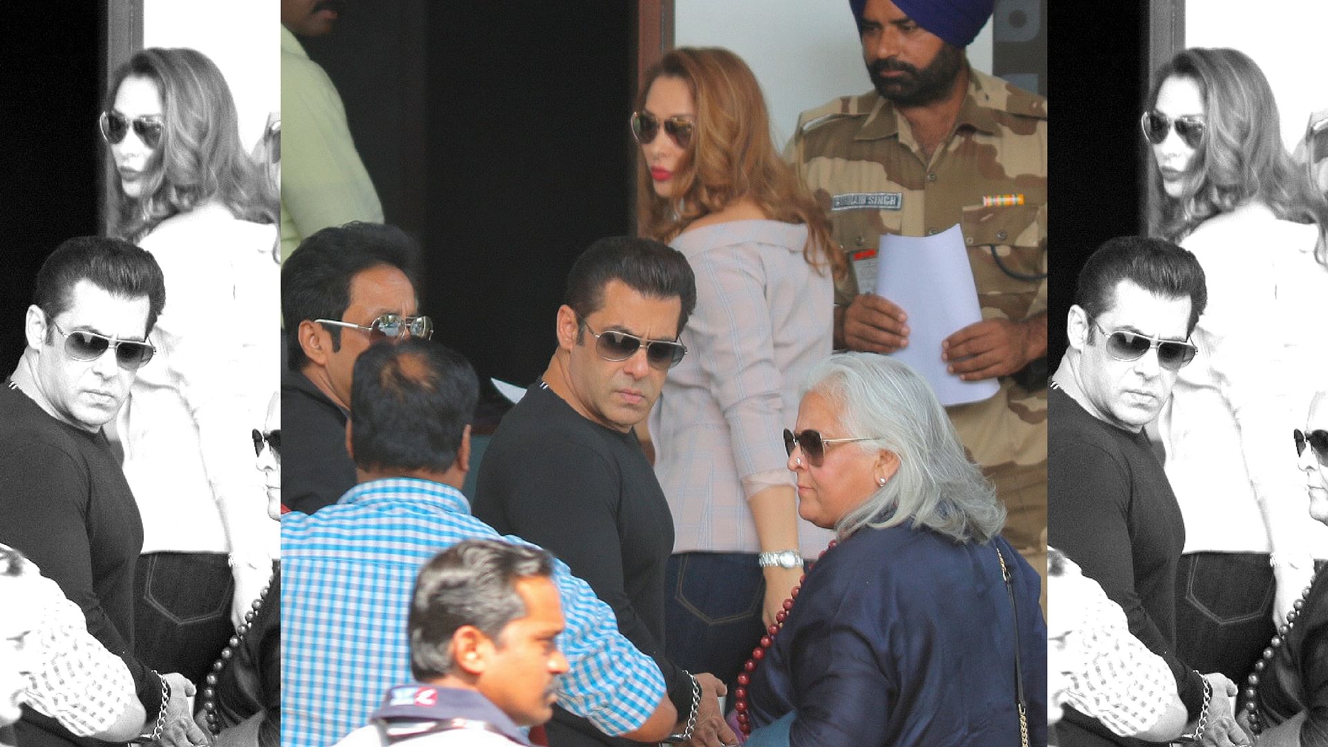 Salman Khan with Iulia Vantur at the Kalina airport in Mumbai.
