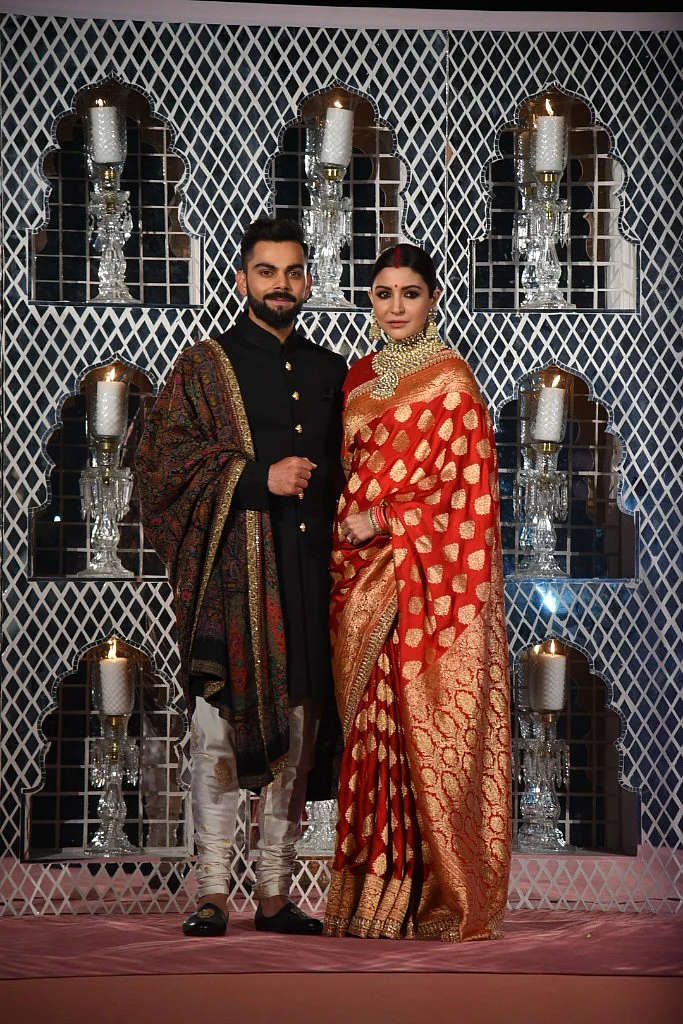<p>Virat Kohli and Anushka Sharma at the Delhi reception.<i></i></p>