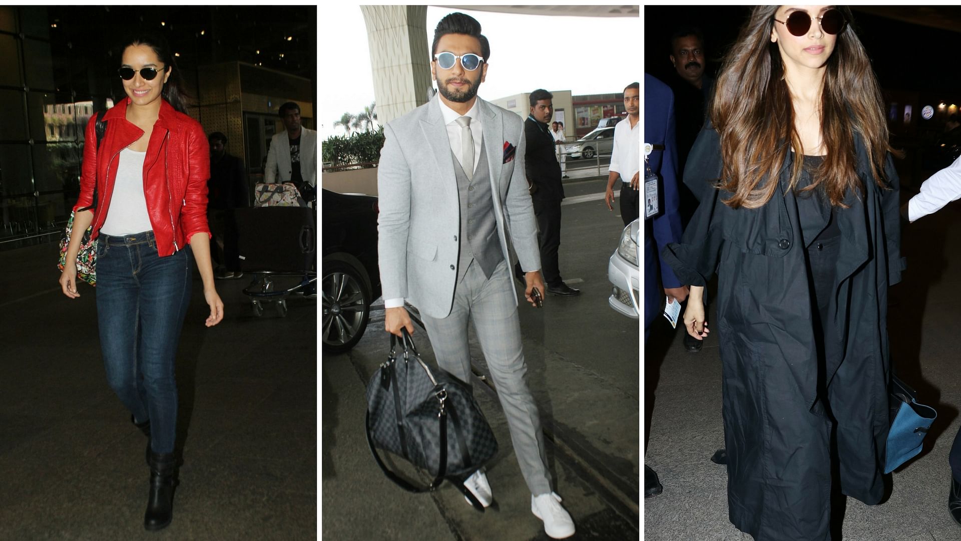 Shraddha Kapoor, Ranveer Singh and Deepika Padukone flying out of the city in style.