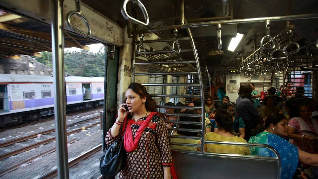 Ladies compartment of a Mumbai local train.