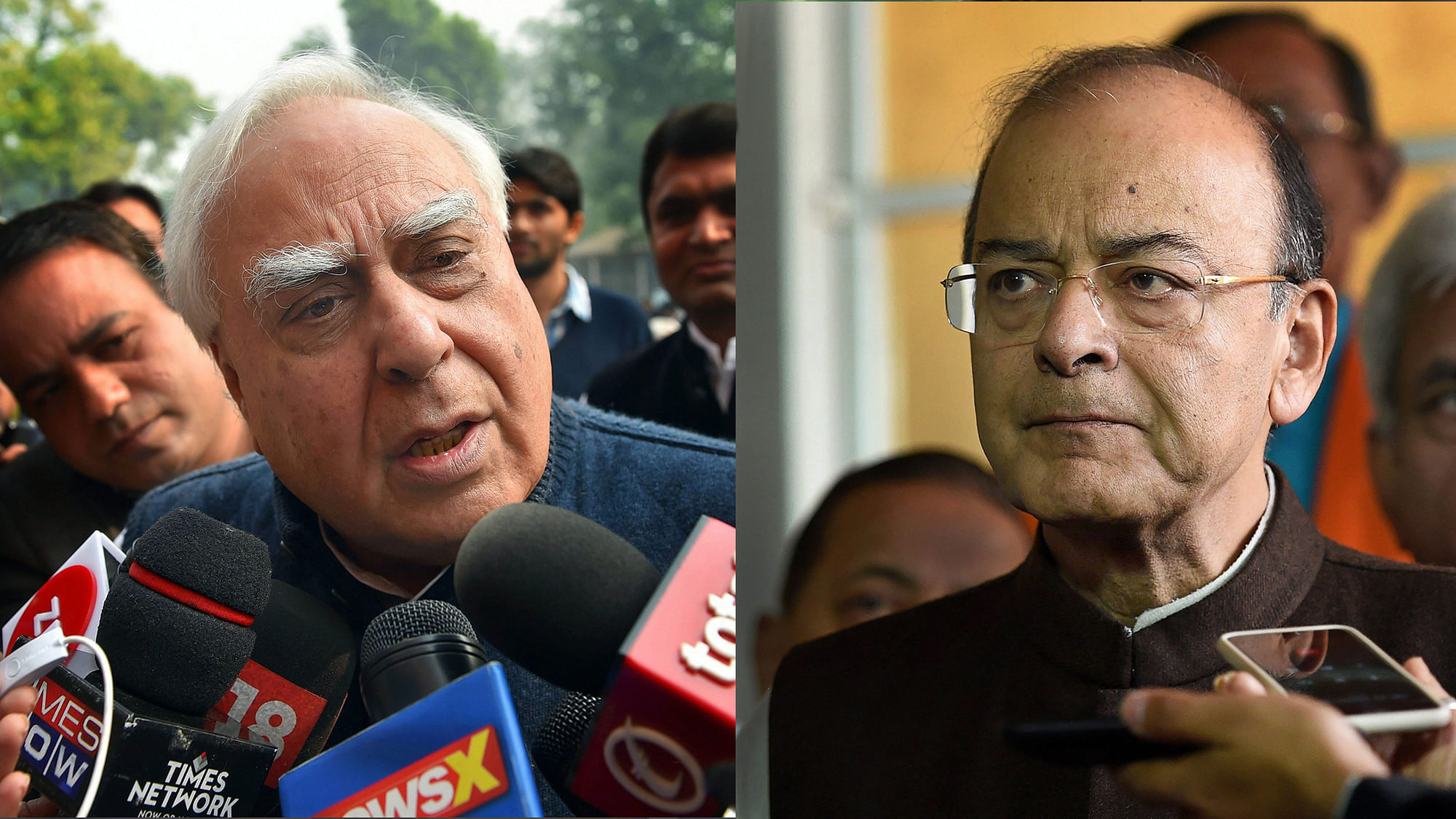 <p>Kapil Sibal and Arun Jaitley on 2G scam Verdict</p>