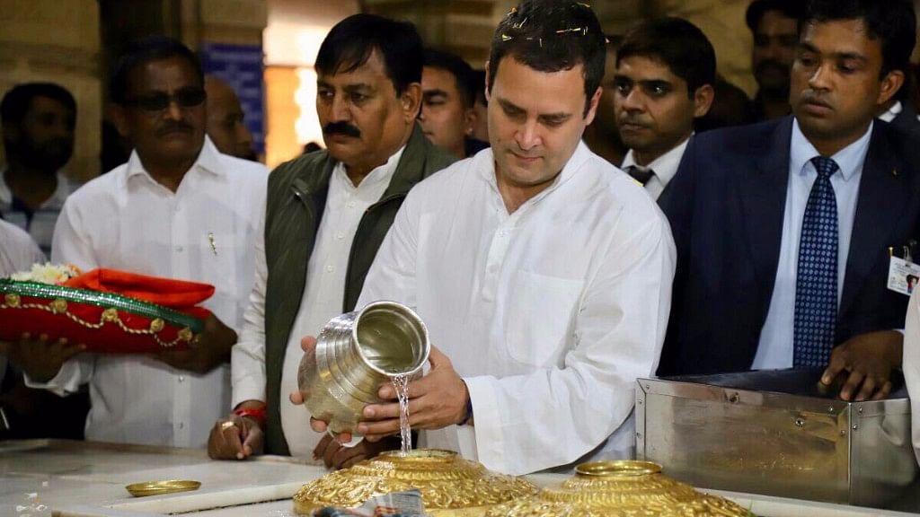 Rahul Gandhi at Somnath Temple in Gujarat.