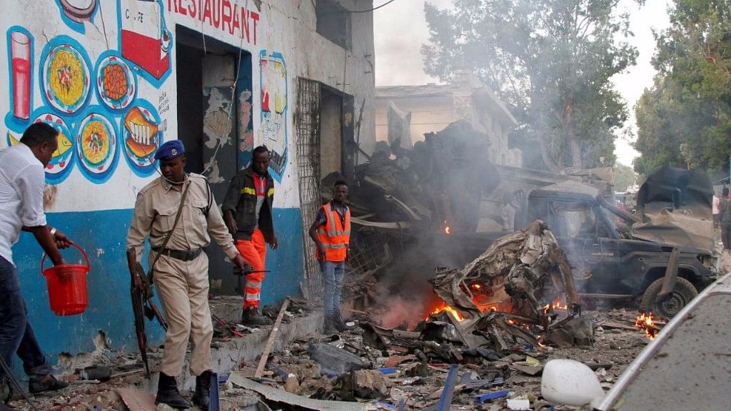 The suicide bomber blew himself up inside a police training camp in Mogadishu.&nbsp;