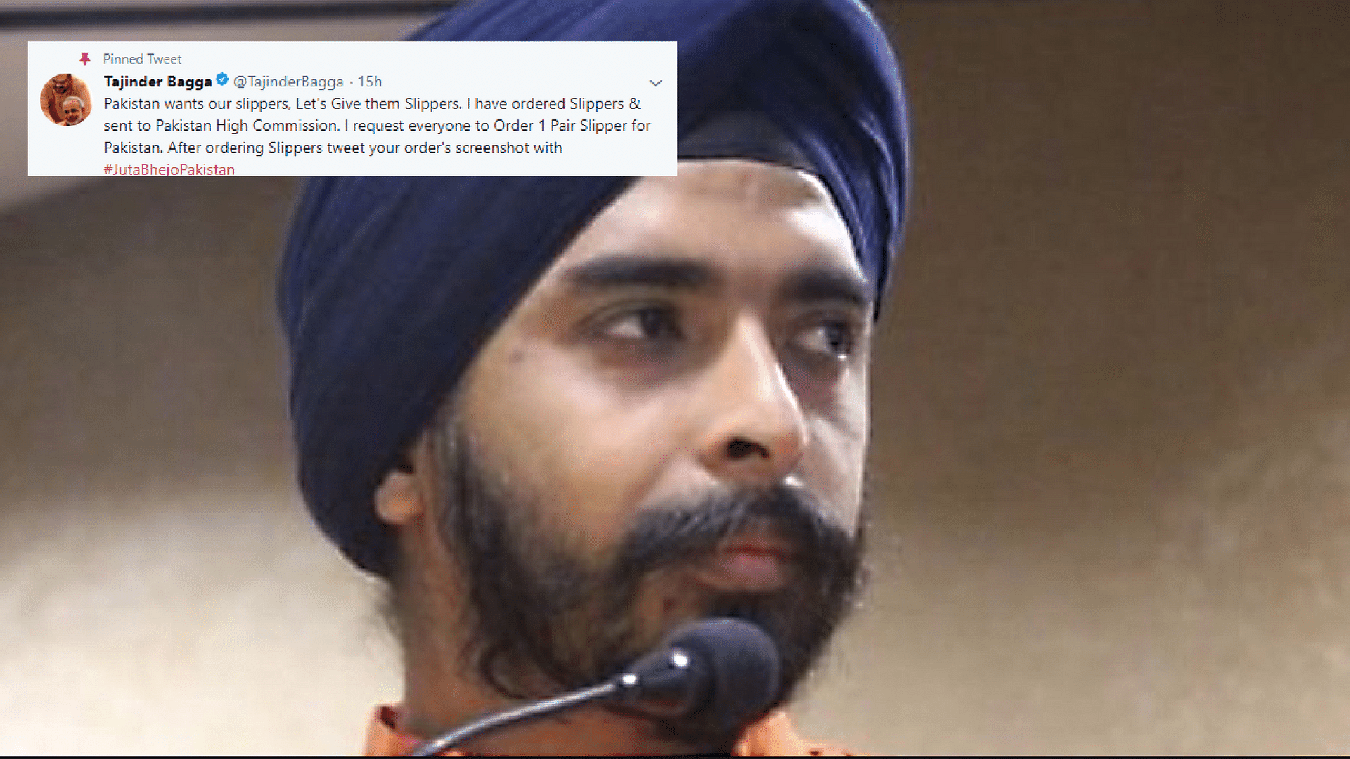 Delhi BJP spokesperson Tajinder Pal Singh Bagga bought the footwear online and gave the address of the Pakistan High Commission for its delivery.
