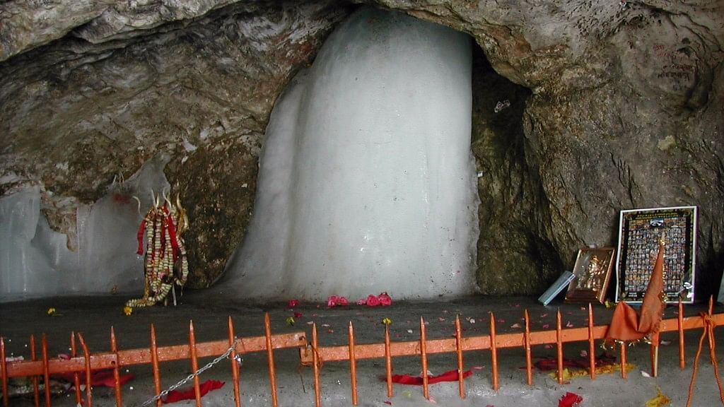 File photo of the Amarnath cave shrine.