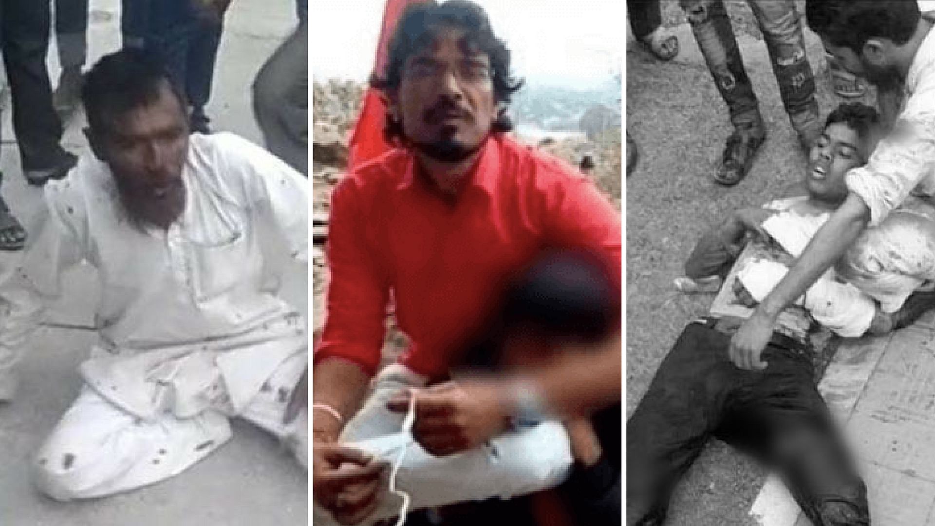 Pehlu Khan (left) was lynched in Alwar in April, Shambulal Regar (center) killed and set a man on fire in Rajasthan in December, Junaid Khan (right) was stabbed to death in June.