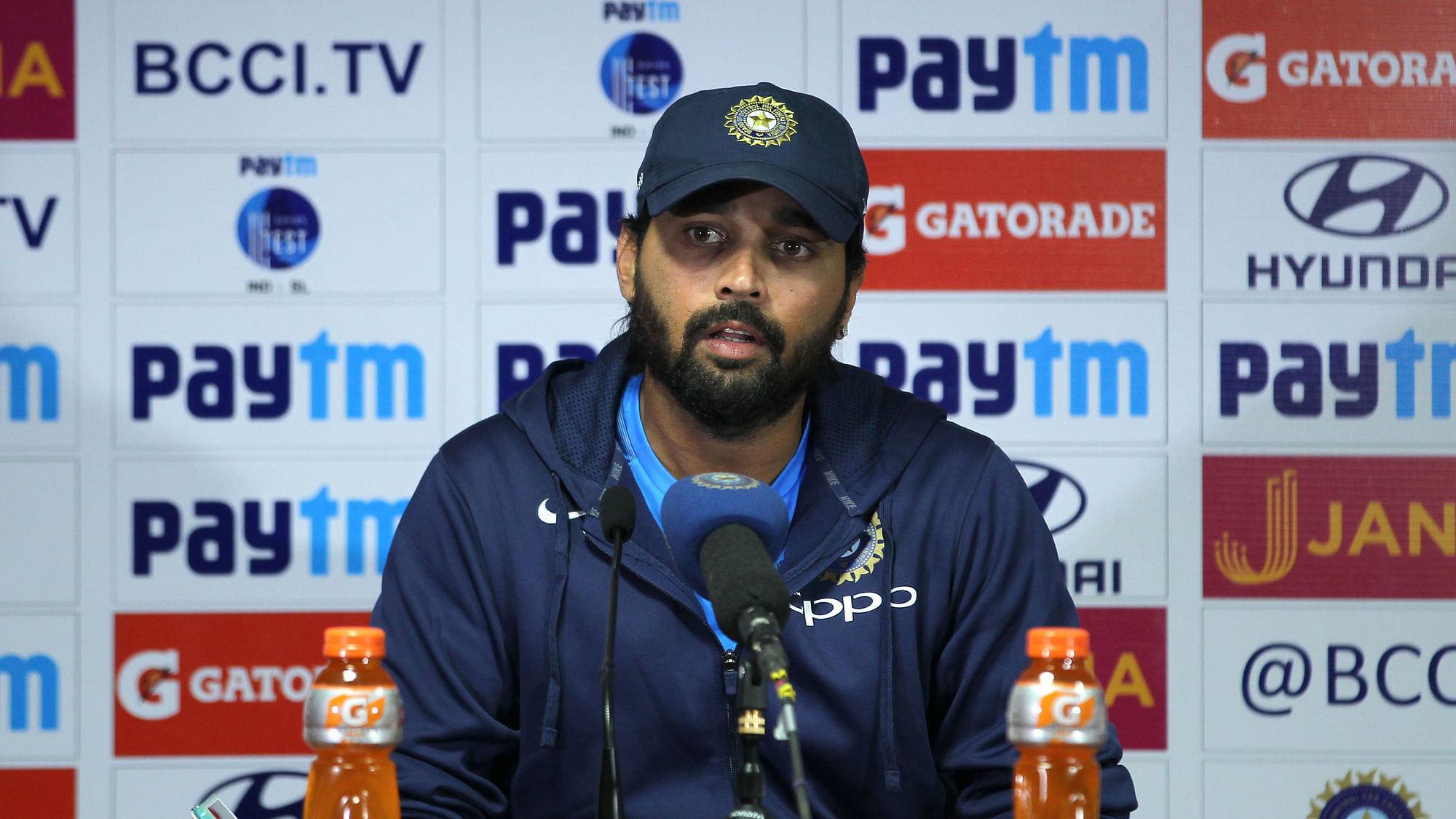 Murali Vijay speaks at the pre-match press conference.
