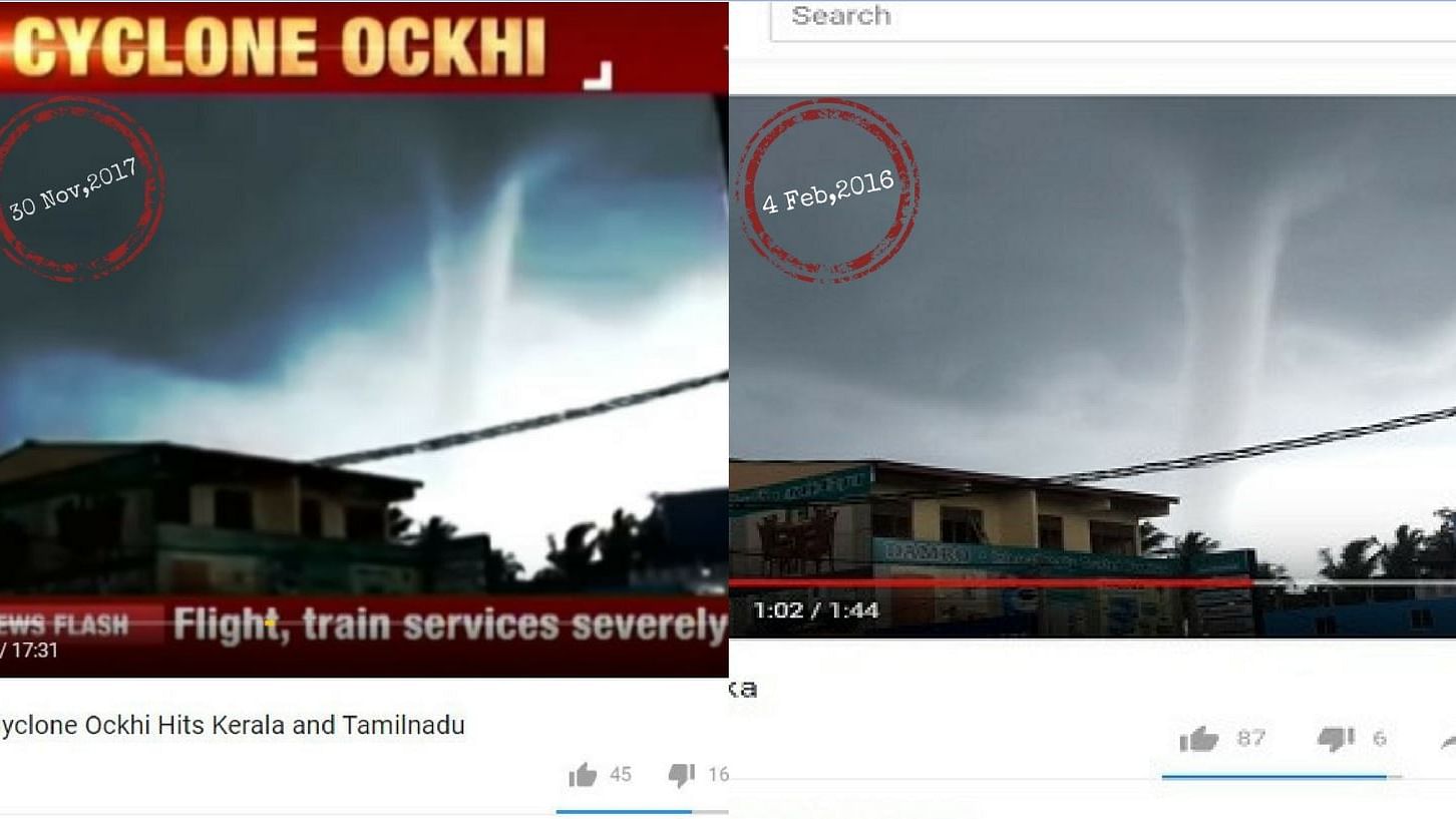  An old video of a tornado has been reused by India Today as that of Cyclone Ochki.