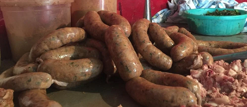 Pork sausages from Chaman’s Pork Shop.