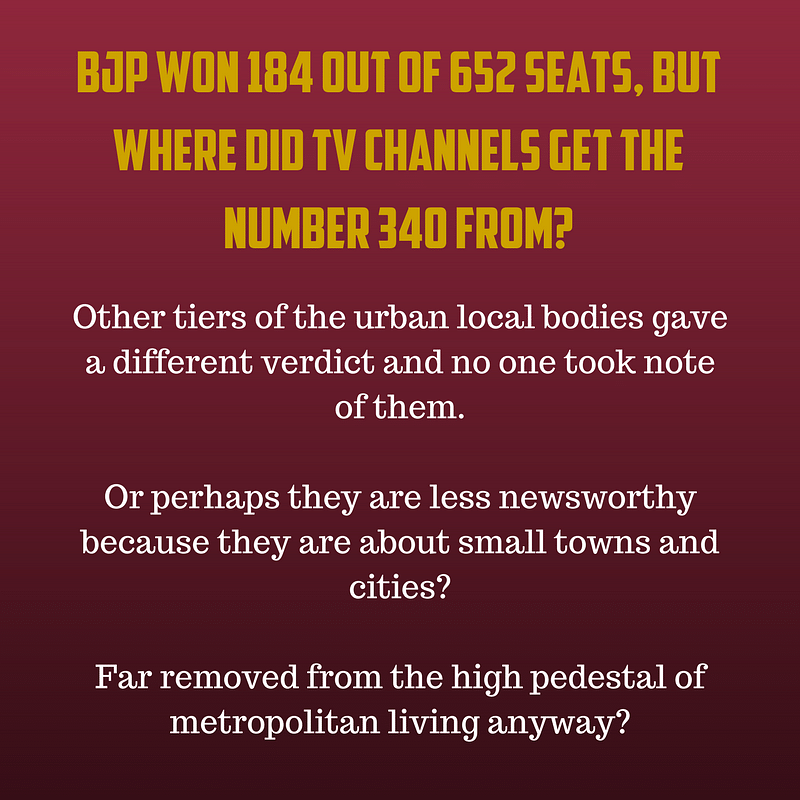 Once the election was called a clean sweep for the BJP nobody cared to check the actual number perhaps?