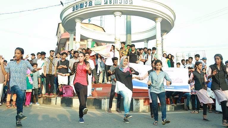 Students across Kerala hold flashmobs in support of three Muslim girls who were trolled for dancing in Malappuram on 1 December.