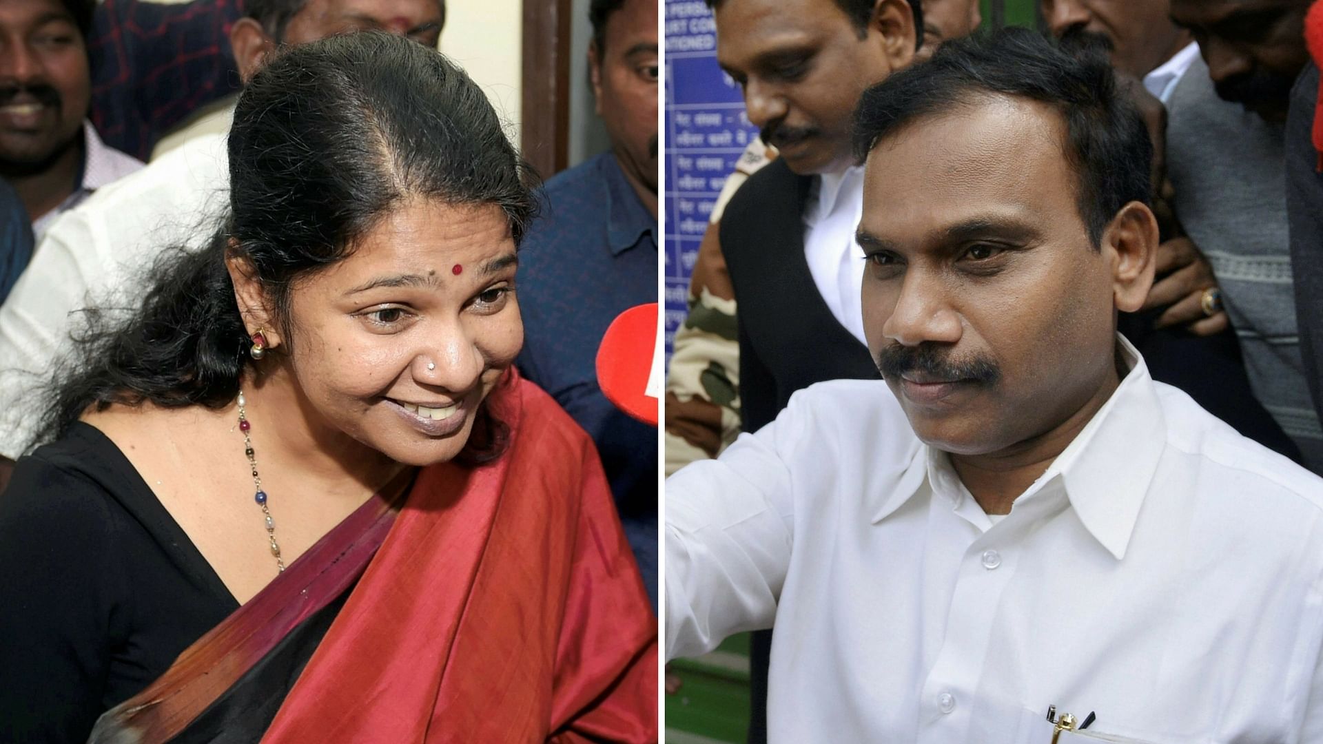 A mega rally is on  to mark the arrival of DMK’s A Raja and Kanimozhi in Chennai on Saturday.