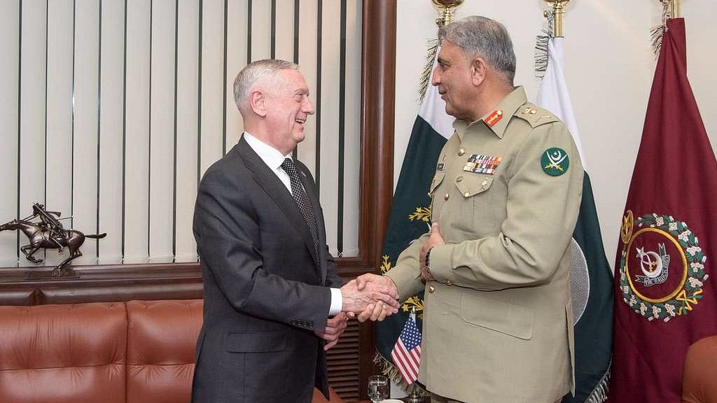US Defence Secretary James N Mattis meets Pakistani Chief of Army Staff Gen Qamar Bajwa, in Islamabad, on 4 December  2017. 