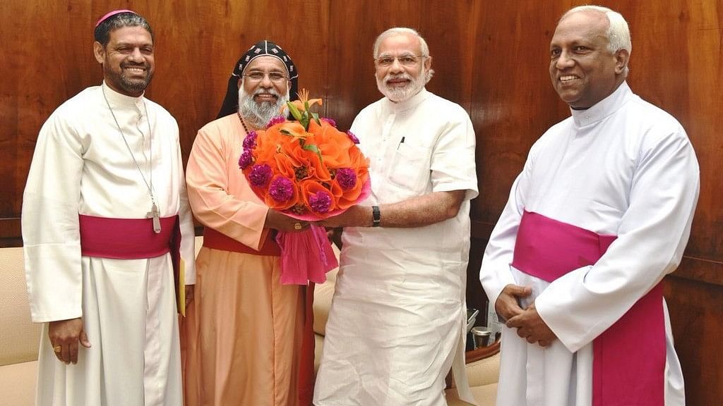 <p>Cardinal Baselios Cleemis (2nd from left) with PM Modi in 2016.&nbsp;</p>