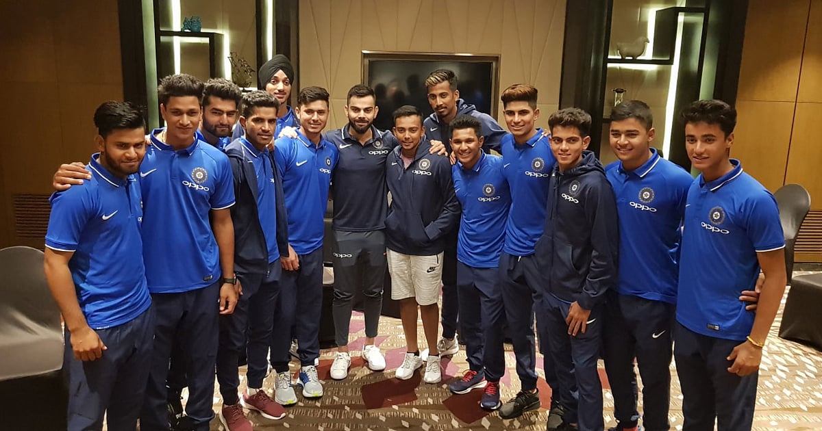 Virat Kohli Interacts With Indian Under 19 World Cup Squad Virat Kohli Interacts With Indian Under 19 World Cup Squad