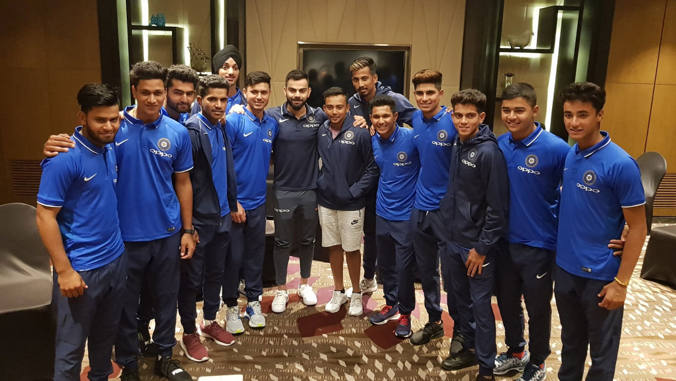 Virat Kohli Interacts With Indian Under 19 World Cup Squad