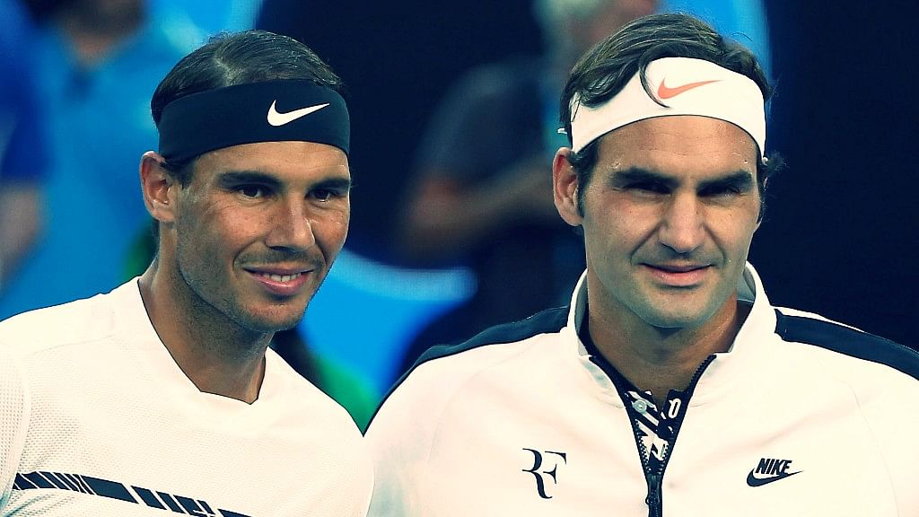 Rafael Nadal (left) and Roger Federer (right).