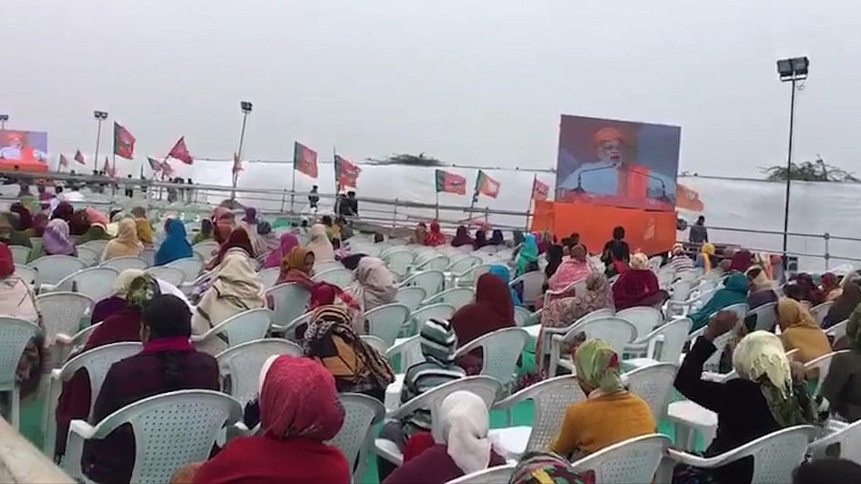A large number of empty chairs were seen at Modi’s rally in Dhandhuka, Gujarat.