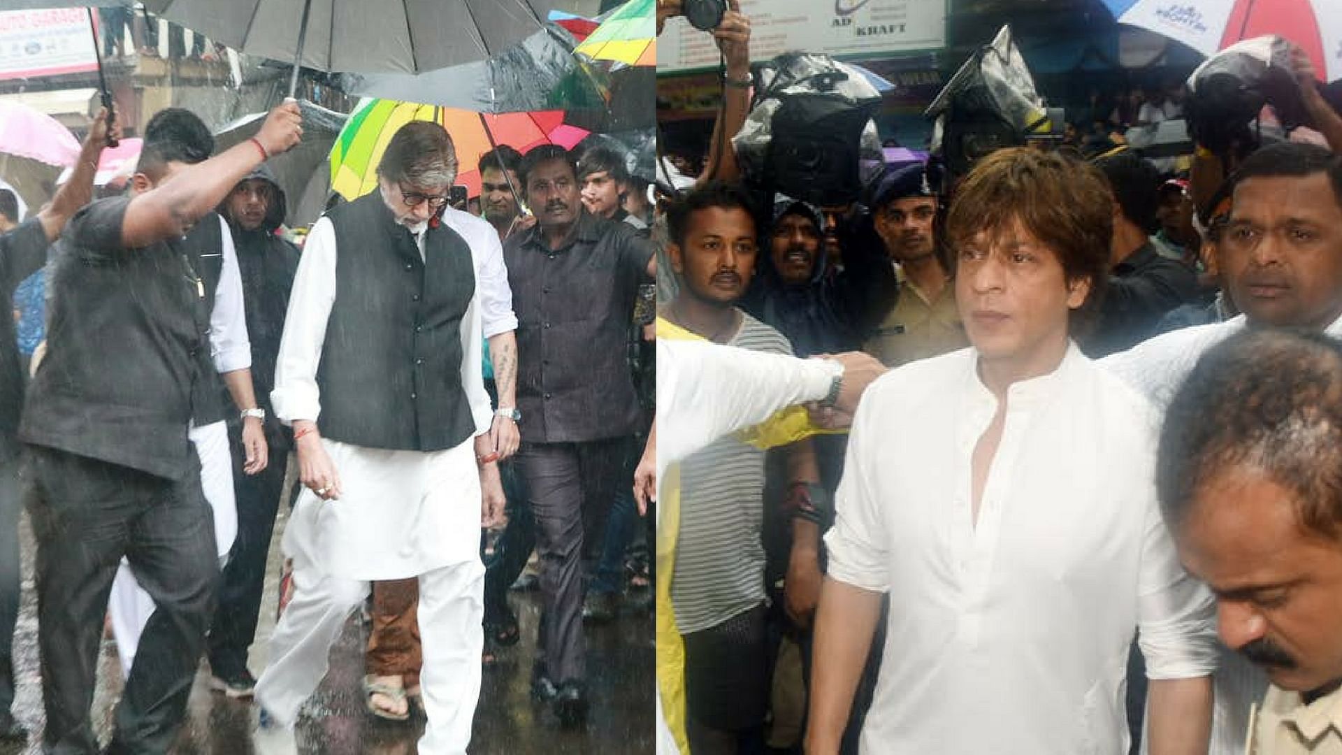 Amitabh Bachchan and Shah Rukh Khan at Shashi Kapoor’s funeral.&nbsp;