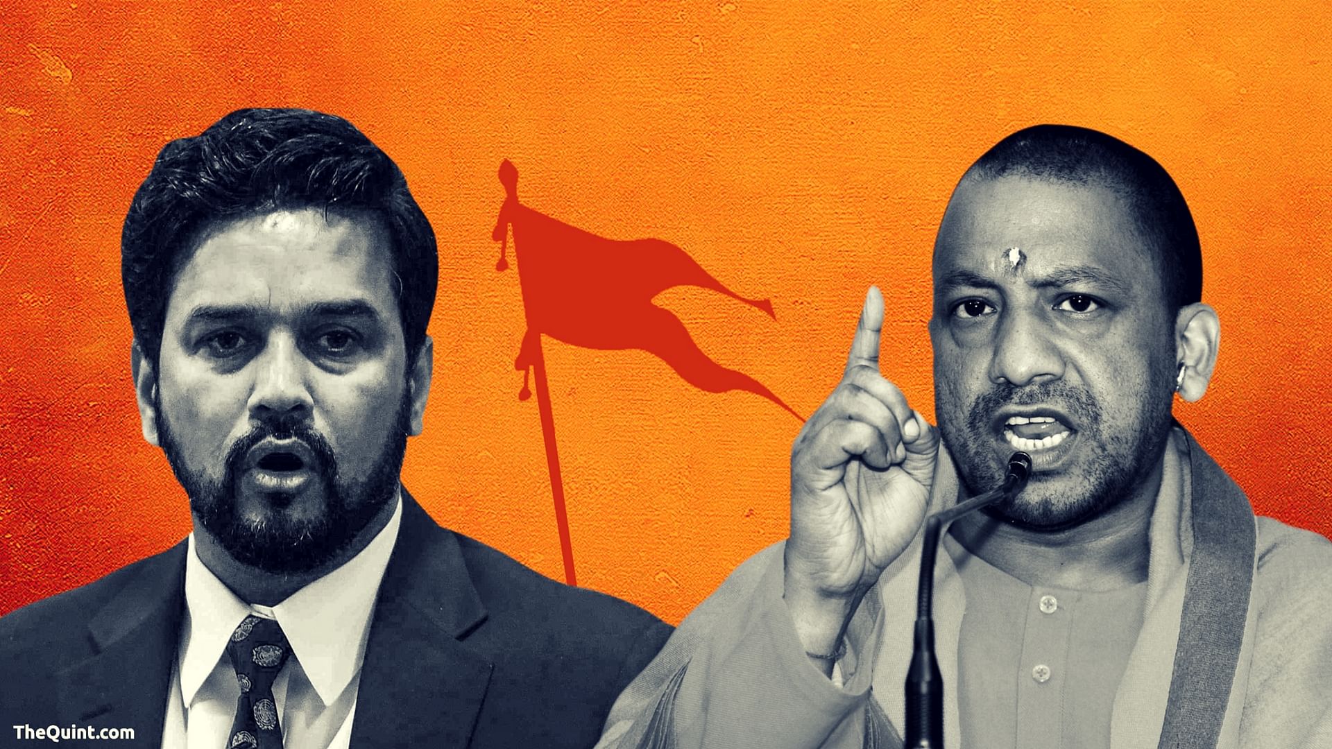 The campaign speeches of UP CM Yogi Adityanath (right) and MP Anurag Thakur show that the BJP is falling back on Hindutva this Gujarat election.
