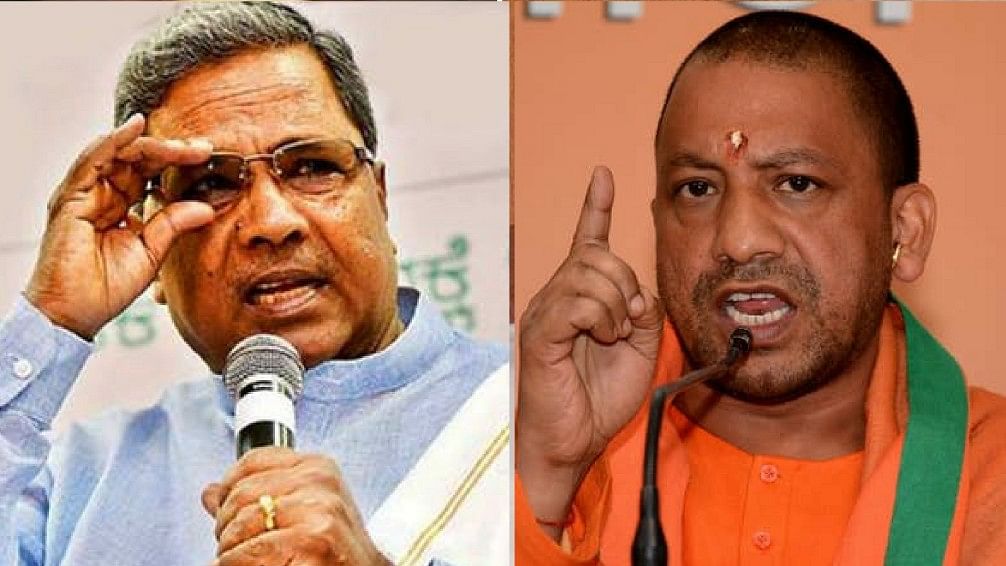 Karnataka Chief Minister Siddaramaiah (left) and Uttar Pradesh Chief Minister Yogi Adityanath (right).