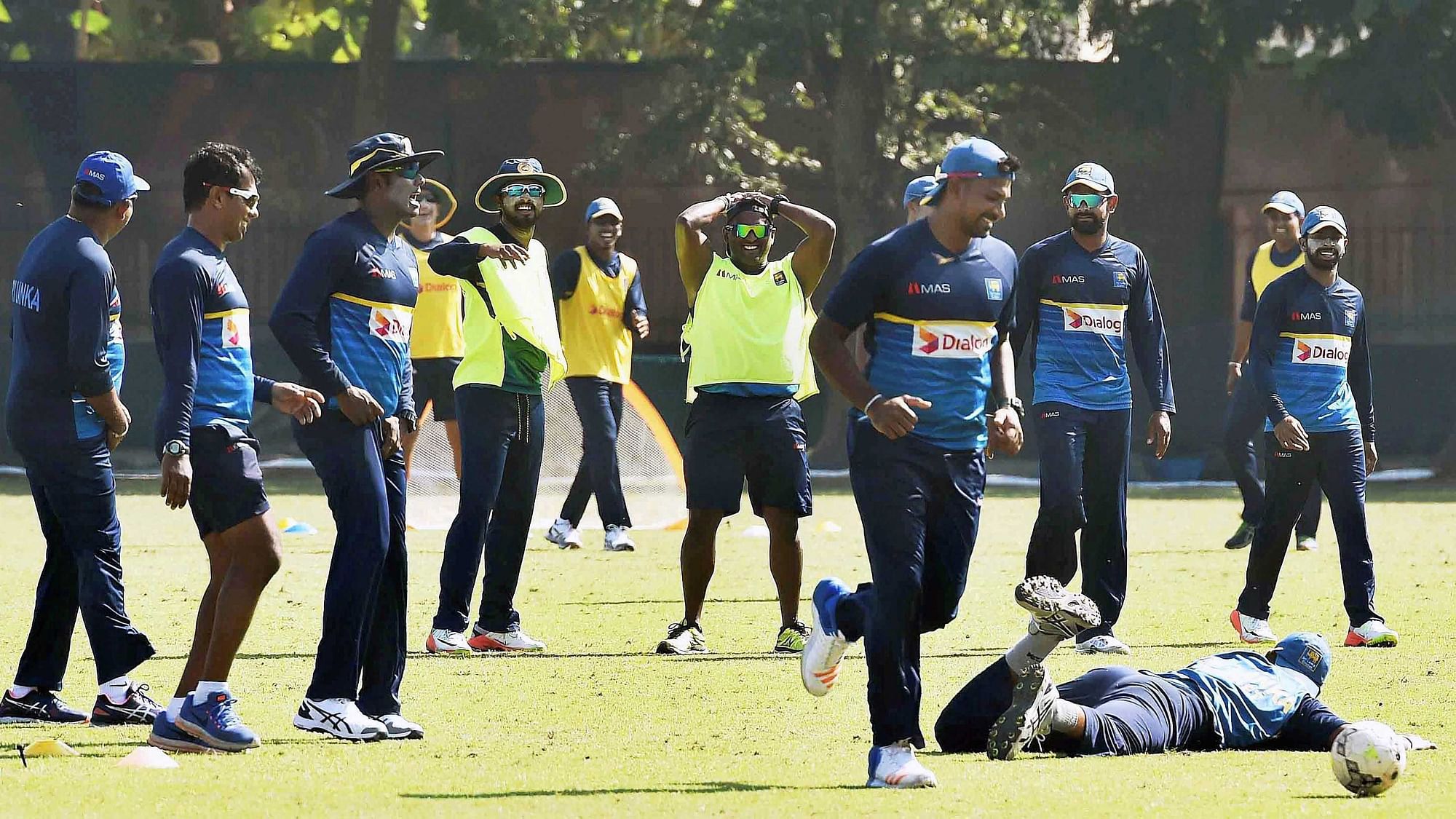 File picture of the Sri Lankan cricket team during a practice session in India.