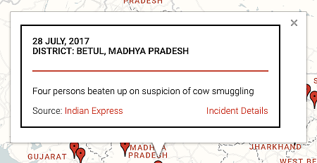 A registered incident on the map